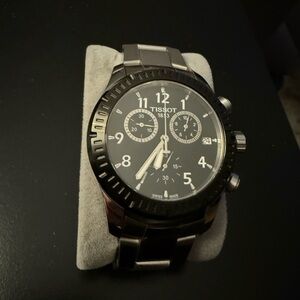 Tissot Black and Silver Chronograph Watch